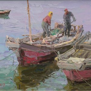harbor work in pale light