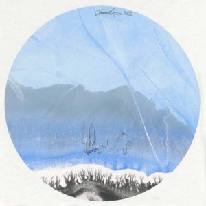 blue abstraction and ink drawing study