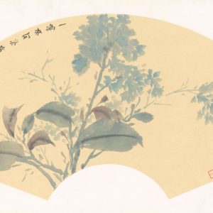 wisteria in quiet hues (fan painting)