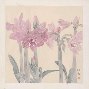 subtle amaryllis in pale wash